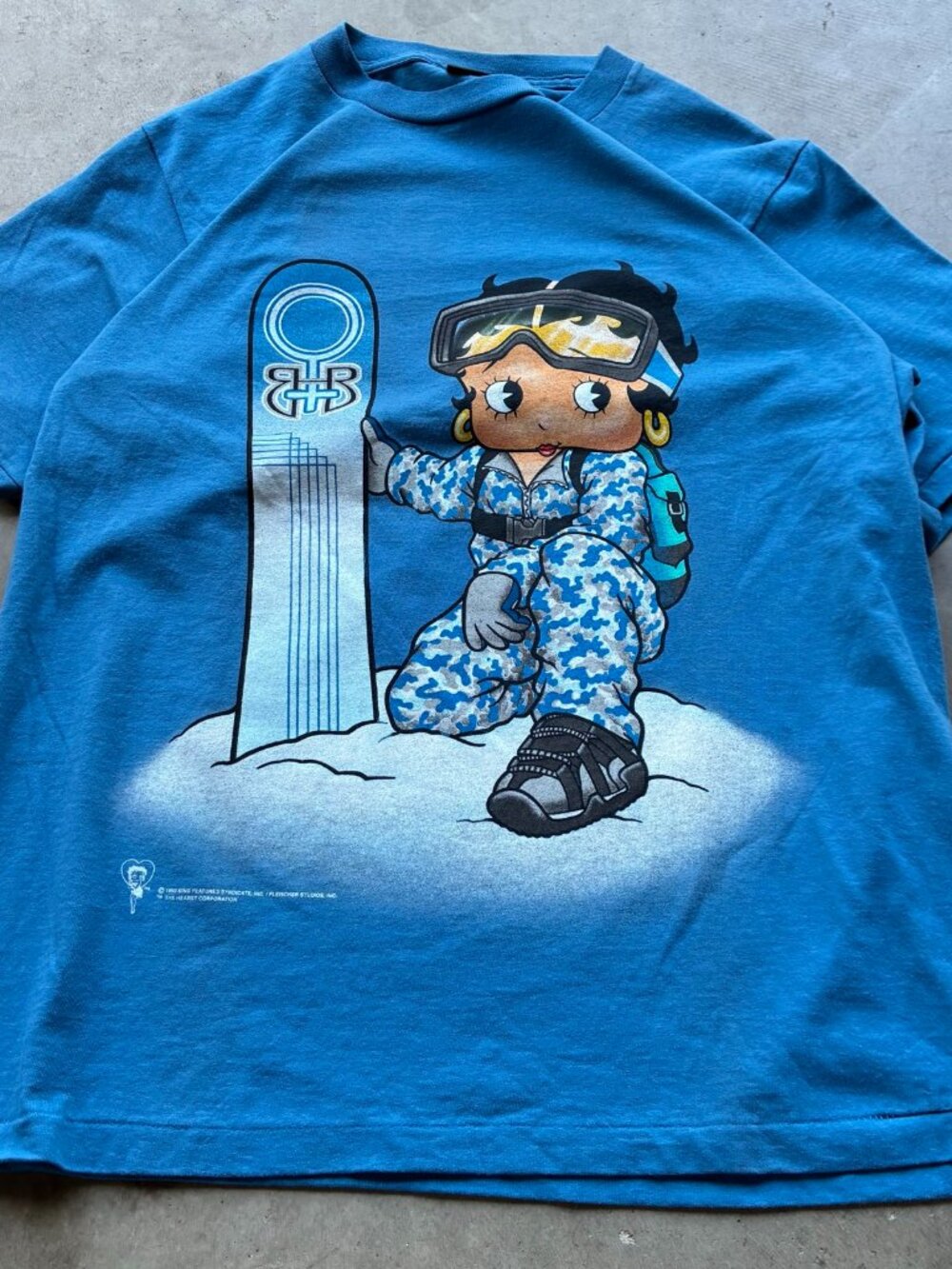 Vintage 1998 Betty Boop Snowboard Girls Rule Blue Tee Changes USA